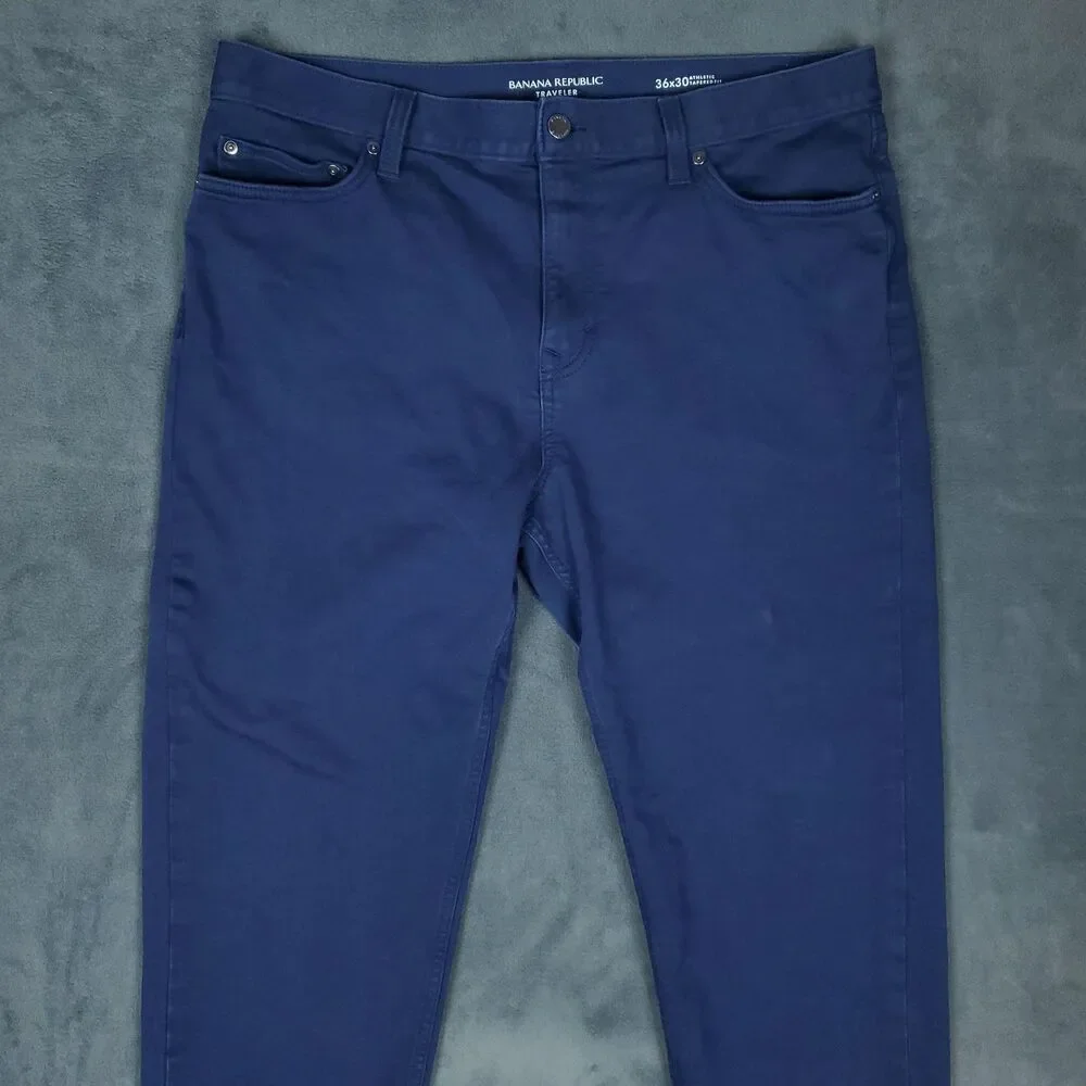 Banana Republic Pants Mens 36x28 Blue Traveler Athletic Tapered Stretch Chino